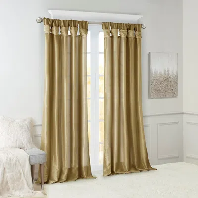 Breebe Twist Tab Lined Window Curtain Panel Bronze 50x120' In Brown