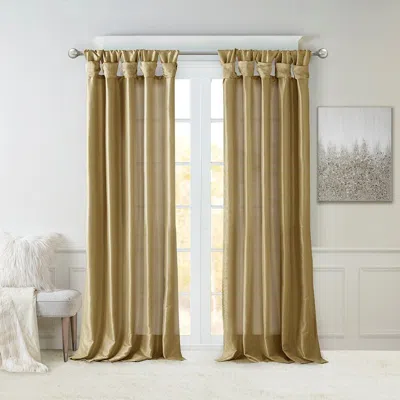 Breebe Twist Tab Lined Window Curtain Panel Bronze 50x84' In Brown
