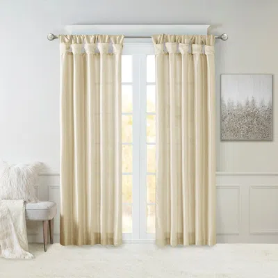 Breebe Twist Tab Lined Window Curtain Panel Champagne 50x120' In Neutral