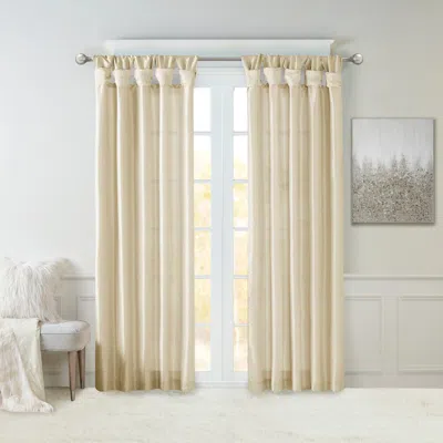 Breebe Twist Tab Lined Window Curtain Panel Champagne 50x95' In Neutral