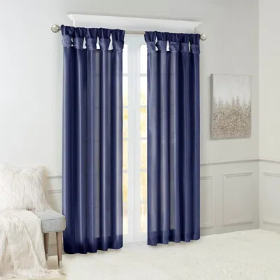 Breebe Twist Tab Lined Window Curtain Panel Navy 50x95' In Blue