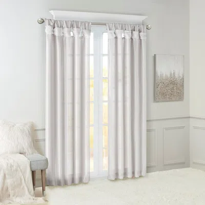 Breebe Twist Tab Lined Window Curtain Panel Silver 50x120' In White