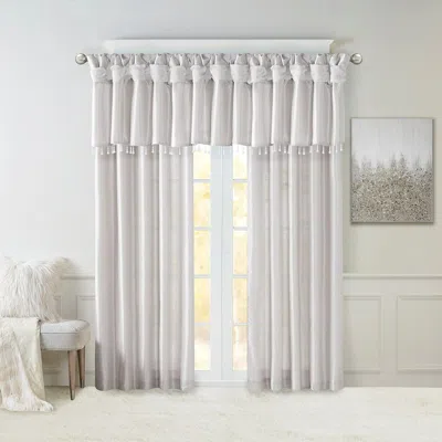 Breebe Twist Tab Lined Window Curtain Panel Silver 50x95' In White