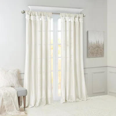 Breebe Twist Tab Lined Window Curtain Panel White 50x108' In Neutral