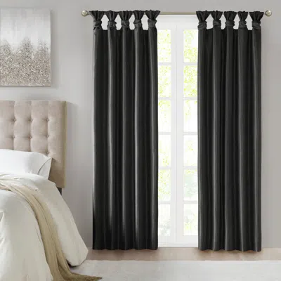 Breebe Twist Tab Total Blackout Window Curtain Panel Black 50x95' Blackout