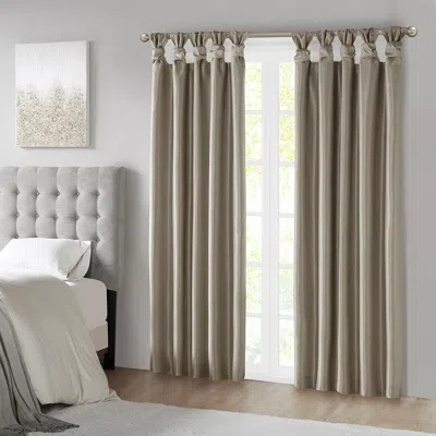 Breebe Twist Tab Total Blackout Window Curtain Panel Pewter 50x84' Blackout In Brown