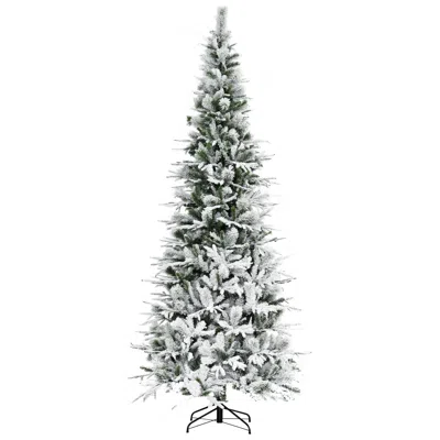 Breebe Unlit Snow Flocked Artificial Pine Christmas Tree With 1159 Tips In Green