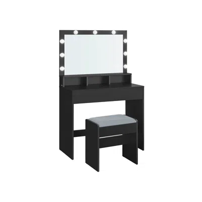 Breebe Vanity Desk With Mirror And Lights 9 Dimmable Led Lights 15.7"d X 31.5"w X 55.1"h - Ink Black
