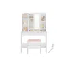 Breebe Vanity Desk With Mirror And Lights, Makeup Vanity With Upholstered Vanity Stool, Dimmable Led Lights