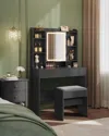 Breebe Vanity Desk With Mirror And Lights Without Power Outlet 15.7"d X 35.4"w X 56.9"h - Ink Black In Black