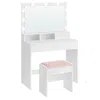 Breebe Vanity Desk With Power Outlets, Makeup Vanity With Mirror And Lights, With Upholstered Vanity Stool,