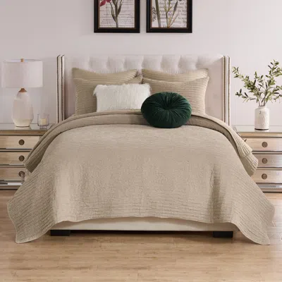 Breebe Velvet Crush Khaki Quilt Set In Neutral