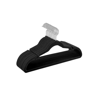 Breebe Velvet Hangers 20 Pack, Non-slip Clothes Hangers, With Shoulder Notches, Pants Bar, Ink Black