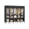 Breebe Wardrobe Closet With 5 Hanging Rails And 10 Shelves Ink Black