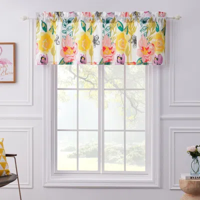 Breebe Watercolor Dream White Window Valance In Multi