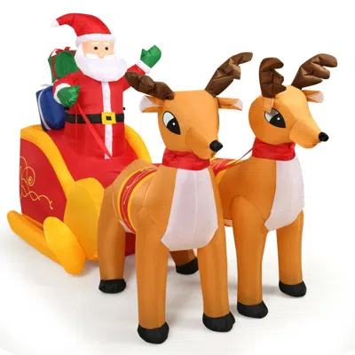 Breebe Waterproof Outdoor Inflatable Santa With Double Deer And Sled In Multi