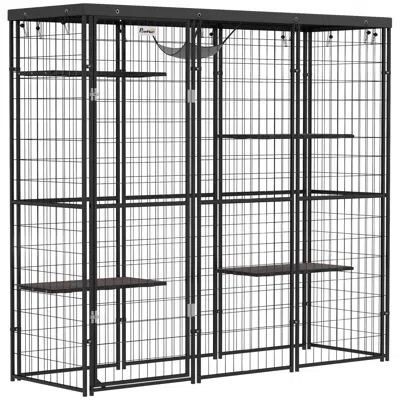 Breebe Weld Wire Catio Outdoor Indoor With Waterproof Cover In Black