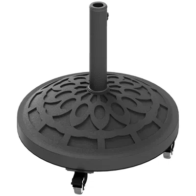 Breebe Wheeled Resin Outdoor Umbrella Stand Base In Black