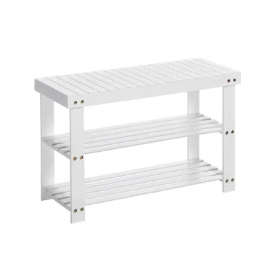 Breebe White 3-tier Bamboo Shoe Storage Rack