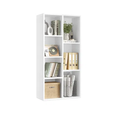 Breebe White Bookshelf With 7 Compartments 9.4"d X 19.7"w X 41.7"h