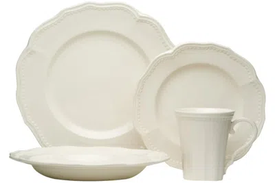 Breebe White Four Piece Scallop Stoneware Service For Four Dinner Plate Set In Neutral