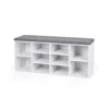 Breebe White Shoe Bench Storage Cabinet With Cushion