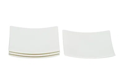 Breebe White Six Piece Square Bone China Service For Six Bread And Butter Set