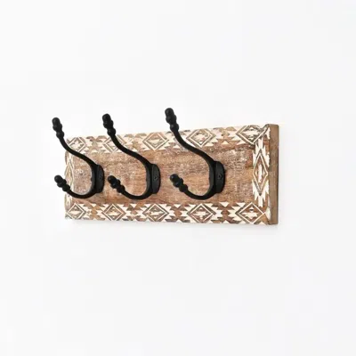 Breebe White Wash Wall Hook Mango Wood Wooden Hook For Decor In Brown