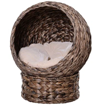 Breebe Wicker Cat Egg Chair With Stand And Removable Cushion In Gray