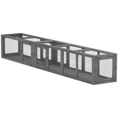 Breebe Wooden 98" Outdoor Cat Tunnel With Combinable Design And 8 Doors In Gray