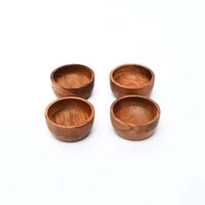 Breebe Wooden Bowls Set Of 4 Mango Wood Handmade In Brown