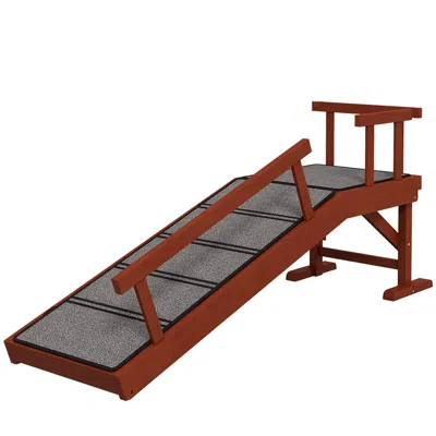 Breebe Wooden Dog Ramp With Removable Guardrails In Brown