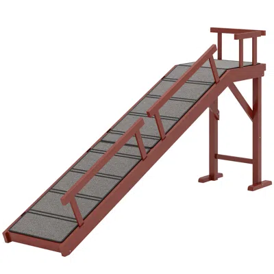 Breebe Wooden Dog Ramp With Removable Guardrails In Brown