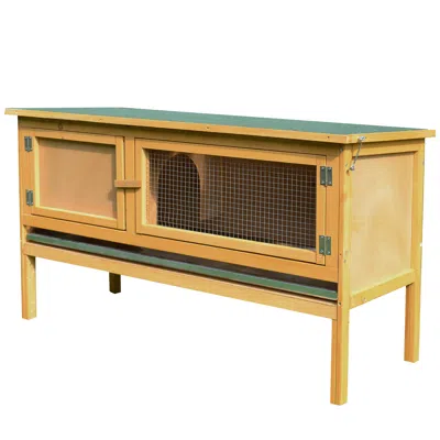 Breebe Wooden Rabbit Hutch Bunny Cage With Openable Waterproof Roof In Yellow