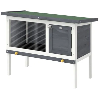 Breebe Wooden Rabbit Hutch With Asphalt Roof, Outdoor Elevated Design In Gray
