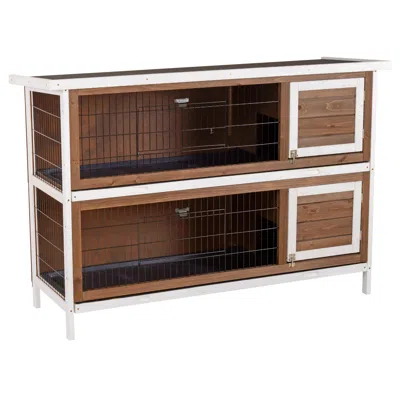 Breebe Wooden Rabbit Hutch With Dividers, Asphalt Roof For Outdoor Use In Multi