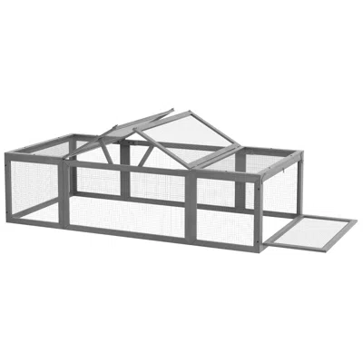Breebe Wooden Rabbit Hutch With Enclosed Run And Secure Locking Doors In Grey