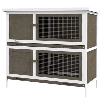 Breebe Wooden Rabbit Hutch With Ramp, Indoor Outdoor Small Pet House In Brown