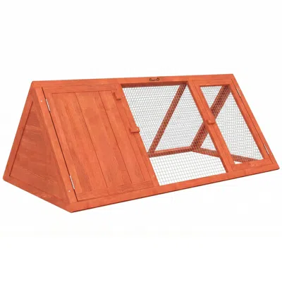 Breebe Wooden Rabbit Hutch With Run And Doors For Small Animals In Orange