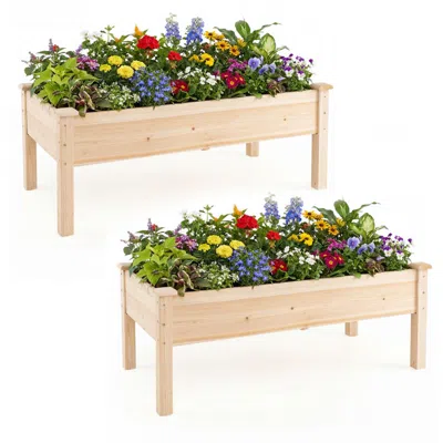 Breebe Wooden Raised Garden Bed With Legs Natural Fir Wood Elevated Planter Box In Brown