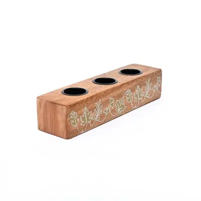 Breebe Wooden T-light Holder Mango Wood Elegant Candle Decor In Brown