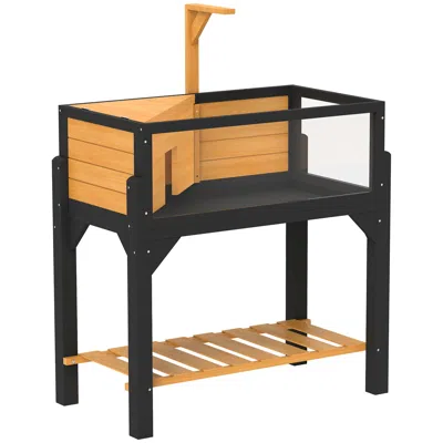 Breebe Wooden Tortoise Habitat With Storage Shelf, Clear Windows And Openable Top In Multi