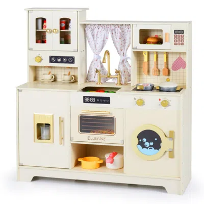 Breebe Wooden Toy Kitchen Playset With 14 Accessories For Aged 3+ Years In Neutral