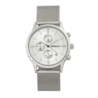 Breed Espinosa Chronograph Mesh-bracelet Watch W/ Date In Silver