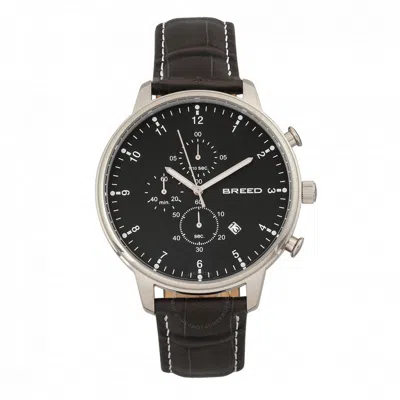 Breed Holden Chronograph Black Dial Black Leather Men's Watch 7804 In Silver Tone/black