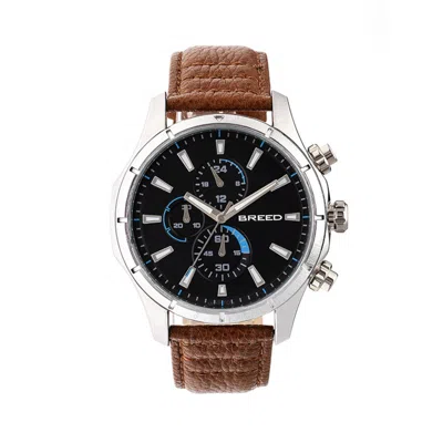 Breed Lacroix Chronograph Black Dial Brown Leather Men's Watch 6802