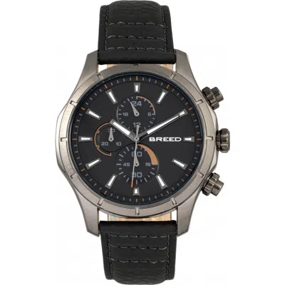 Breed Lacroix Chronograph Leather-band Watch In Gunmetal/black