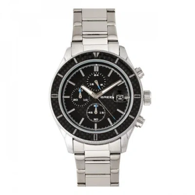 Breed Maverick Chronograph Leather-band Watch W/date In Silver