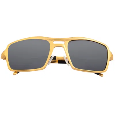 Breed Men's Black / Gold Orpheus Polarized Aluminum Rectangular Sunglasses - Black, Gold