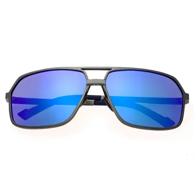 Breed Men's Blue / Grey Fornax Polarized Aluminum Aviator Sunglasses - Blue, Gunmetal
